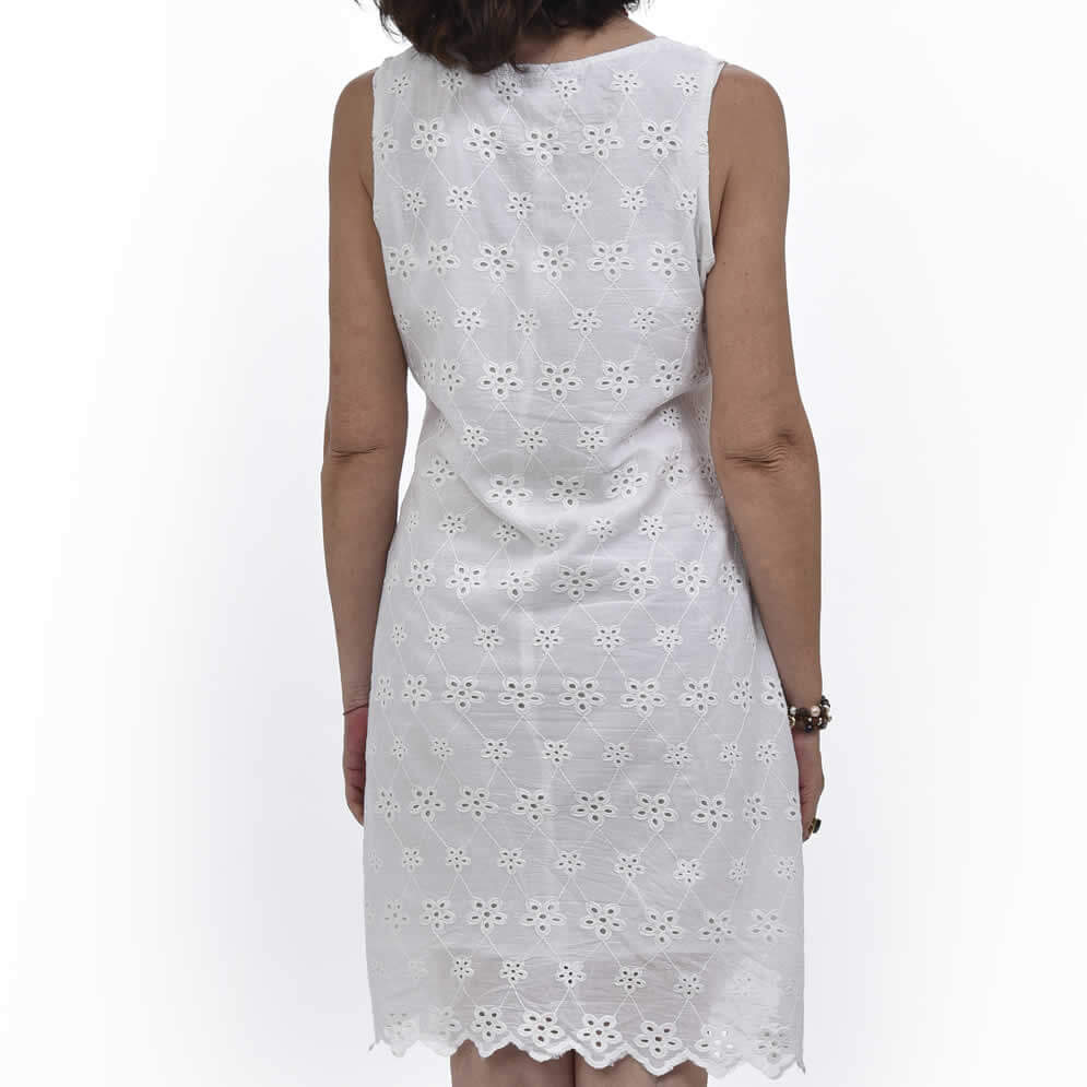Vicolo 22 - Abito 100% cotone, sangallo bianco Vicolo 22 - Abito 100% cotone, sangallo bianco